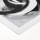 Large Abstract Wall Art – Bold Black and White Circular Motion Canvas