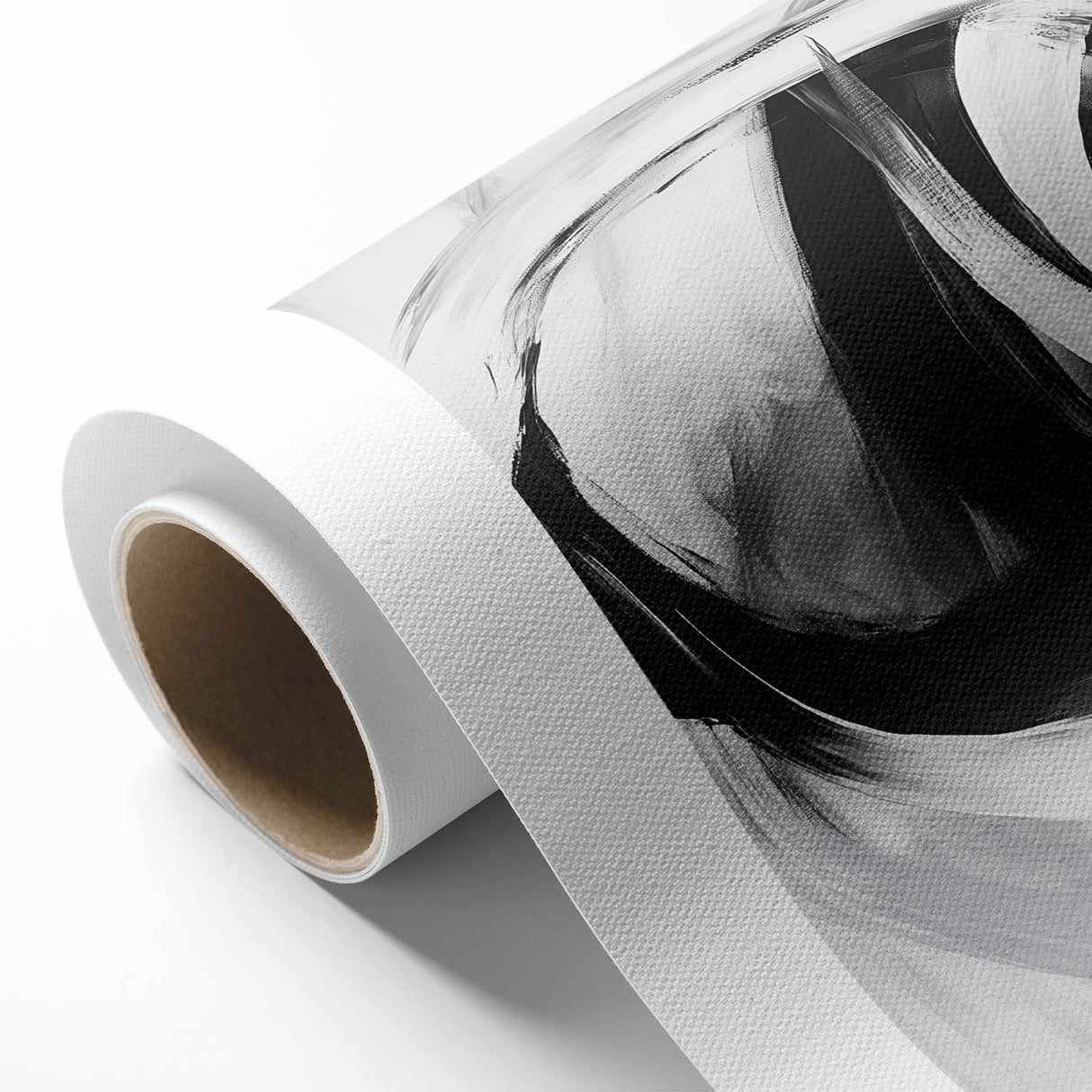 Large Abstract Wall Art – Bold Black and White Circular Motion Canvas