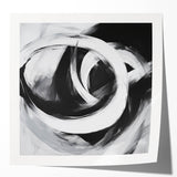 Large Abstract Wall Art – Bold Black and White Circular Motion Canvas
