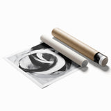 Large Abstract Wall Art – Bold Black and White Circular Motion Canvas