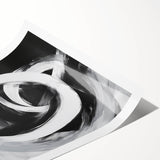 Large Abstract Wall Art – Bold Black and White Circular Motion Canvas