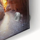 Close-up of a vibrant acrylic landscape painting depicting intricate cave formations, showcasing rich colors and detailed textures, ideal for home decor.