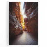 Stretched canvas artwork depicting a vibrant landscape with dramatic caves and textured details, ideal for enhancing modern home decor or art collections.
