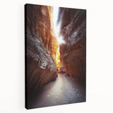 Stretched canvas artwork showcasing a captivating landscape scene with intricate cave formations, rich earthy tones, and detailed textures, perfect for home décor.