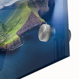 Close-up of a vibrant acrylic landscape artwork depicting dramatic cliffs with rich colors and intricate details, perfect for home decor enthusiasts. This stunning piece captures the essence of nature's beauty, ideal for adding a touch of elegance to any space.