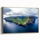 Framed canvas artwork depicting a stunning landscape of cliffs with golden accents, showcasing vibrant colors and intricate details, perfect for home decor.