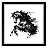 Abstract Black and White Horse Bedroom Wall Art – Framed & Canvas