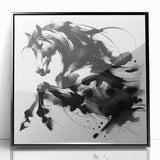 Abstract Black and White Horse Bedroom Wall Art – Framed & Canvas