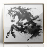 Abstract Black and White Horse Bedroom Wall Art – Framed & Canvas