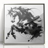 Abstract Black and White Horse Bedroom Wall Art – Framed & Canvas