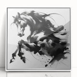 Abstract Black and White Horse Bedroom Wall Art – Framed & Canvas