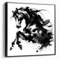 Abstract Black and White Horse Bedroom Wall Art – Framed & Canvas