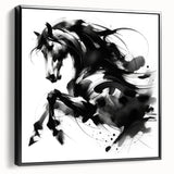Abstract Black and White Horse Bedroom Wall Art – Framed & Canvas