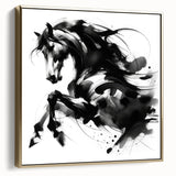 Abstract Black and White Horse Bedroom Wall Art – Framed & Canvas