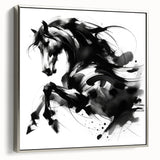 Abstract Black and White Horse Bedroom Wall Art – Framed & Canvas
