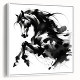 Abstract Black and White Horse Bedroom Wall Art – Framed & Canvas