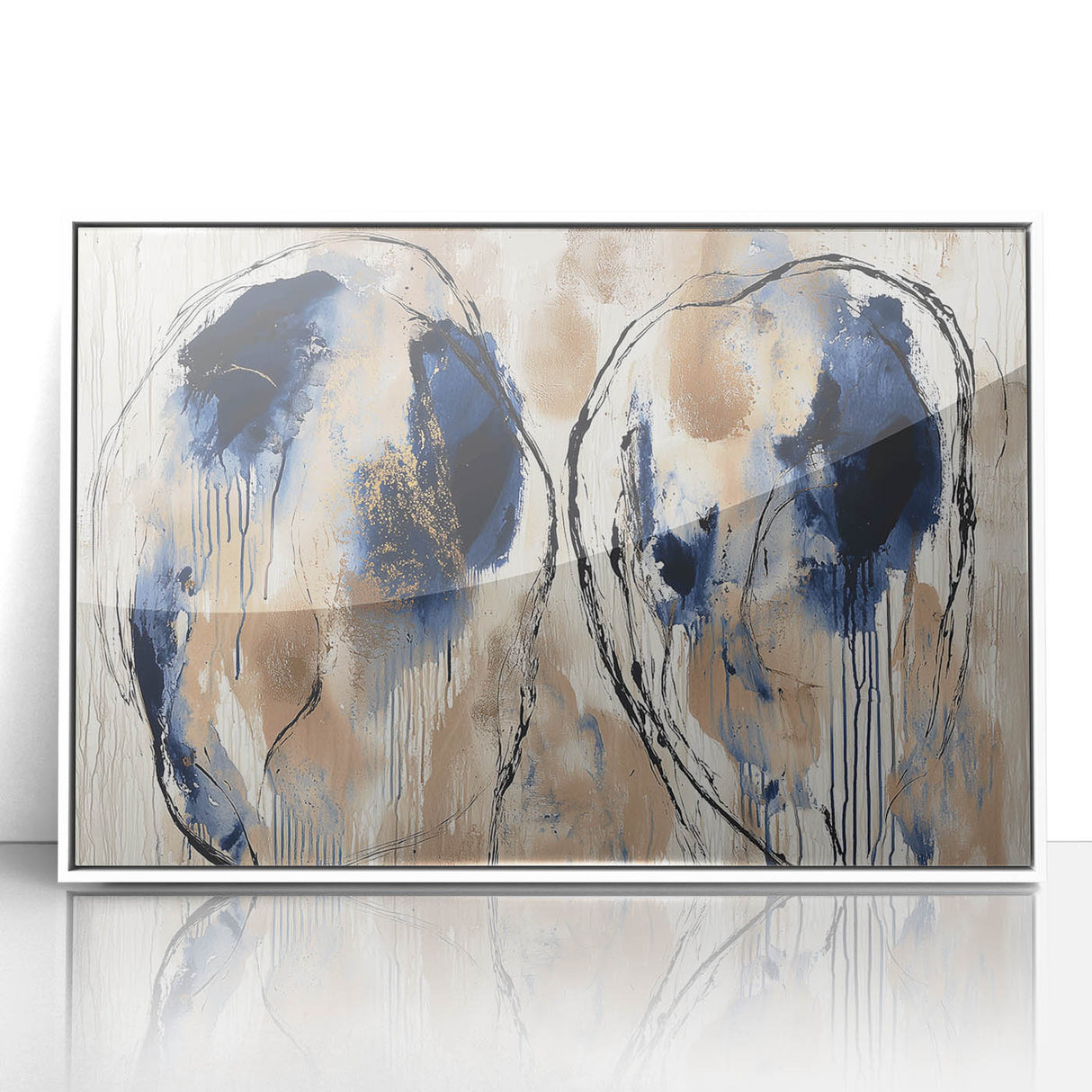 Elegant Office Wall Art - Navy Blue & Gold Corporate Decor