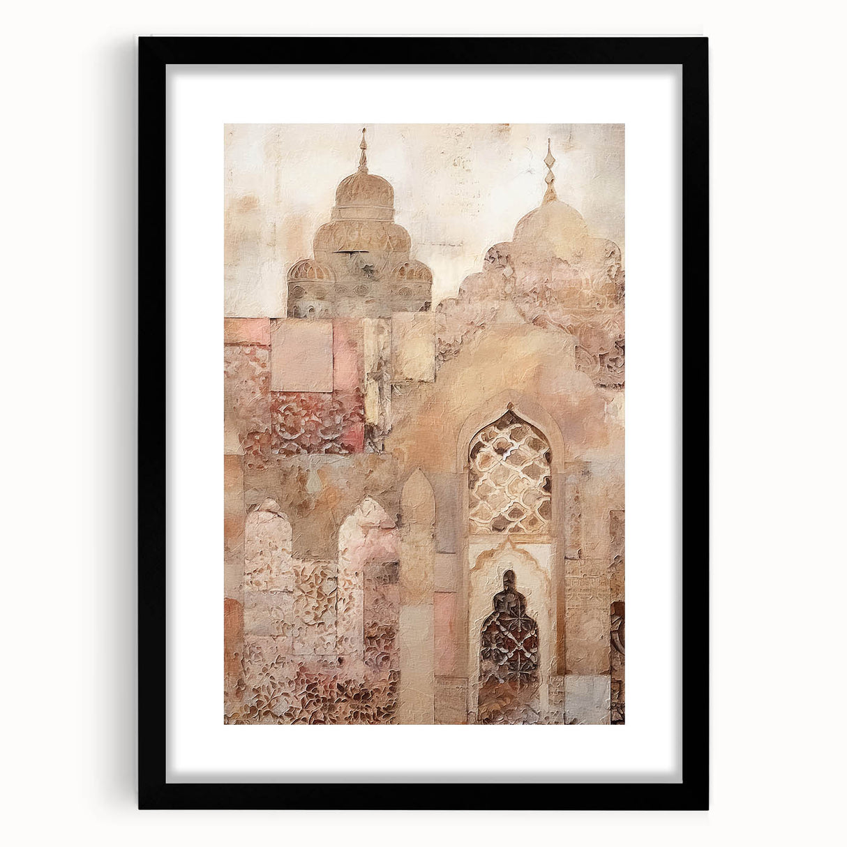 Abstract architecture wall art framed with a black mat, showcasing modern geometric patterns and a sleek design, perfect for contemporary home decor.
