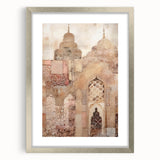 Abstract architecture wall art framed in silver, showcasing geometric shapes and a modern design, perfect for contemporary home decor.