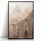 Framed abstract architecture wall art featuring a sleek black acrylic finish, showcasing geometric shapes and modern design elements for contemporary decor.