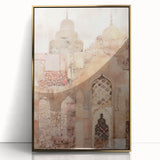 Framed abstract architecture wall art showcasing gold accents on an acrylic surface, adding a modern touch to home decor. Perfect for contemporary interiors.