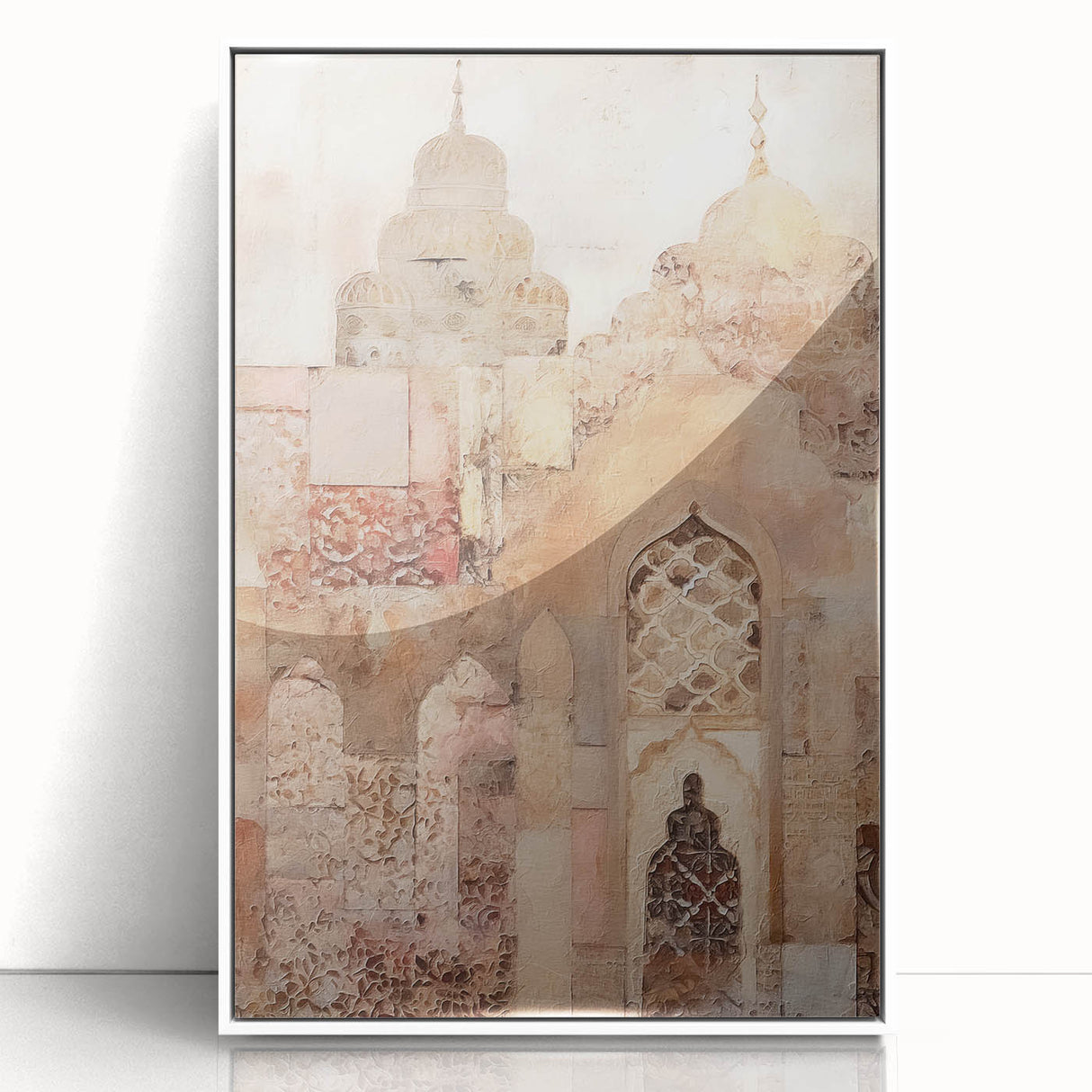 Framed abstract architecture wall art featuring a striking white design, showcasing geometric shapes and clean lines, perfect for modern home decor.