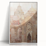 Framed abstract architecture wall art featuring a striking white design, showcasing geometric shapes and clean lines, perfect for modern home decor.