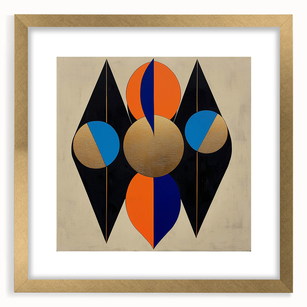 Geometric Wall Art Prints - Bold Abstract Design with Gold Highlights