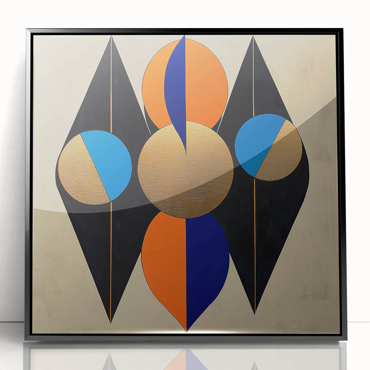 Geometric Wall Art Prints - Bold Abstract Design with Gold Highlights