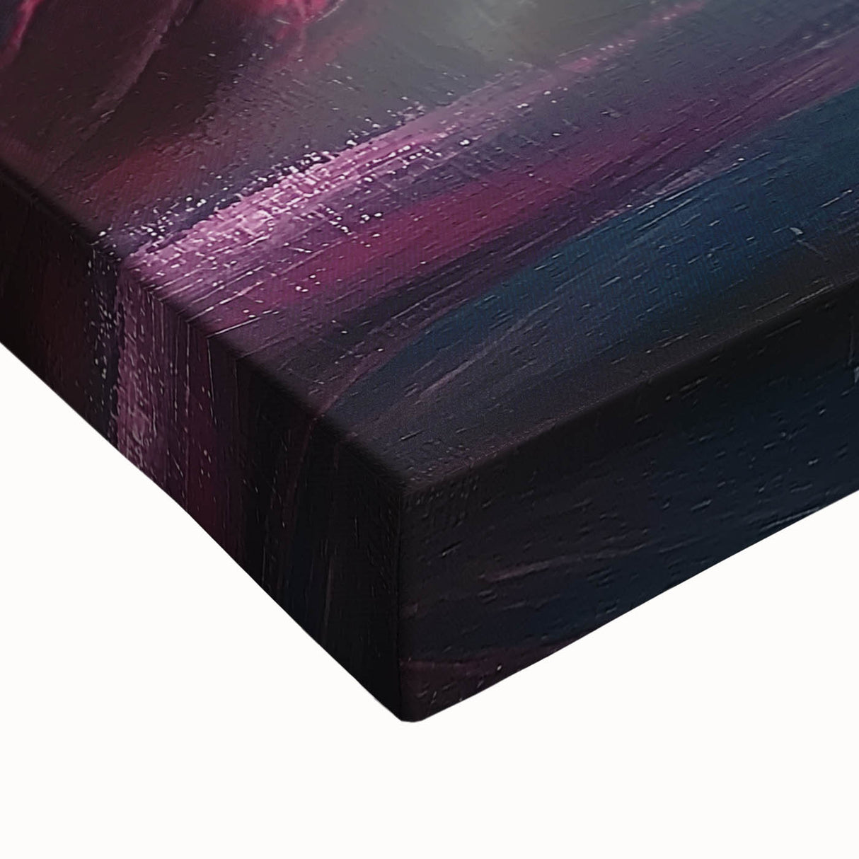 Close-up of an abstract splatter design on stretched canvas, showcasing vibrant colors and dynamic patterns, ideal for modern home decor or art enthusiasts.