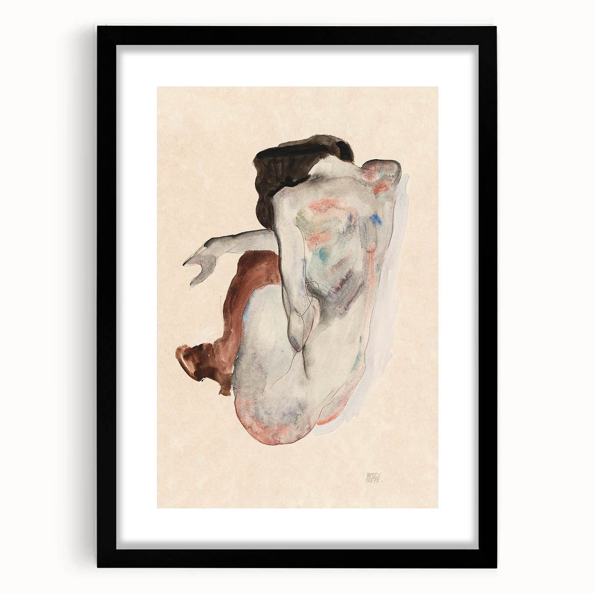 Elegant Art Deco Wall Art - Minimalist Nude Watercolor Illustration