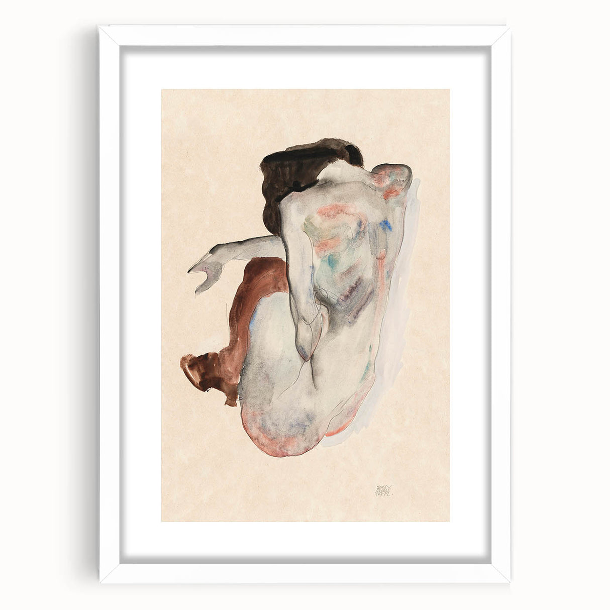 Elegant Art Deco Wall Art - Minimalist Nude Watercolor Illustration