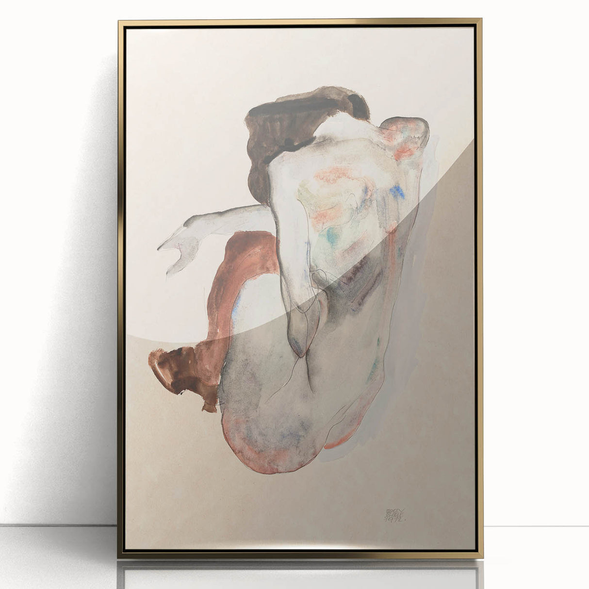 Elegant Art Deco Wall Art - Minimalist Nude Watercolor Illustration