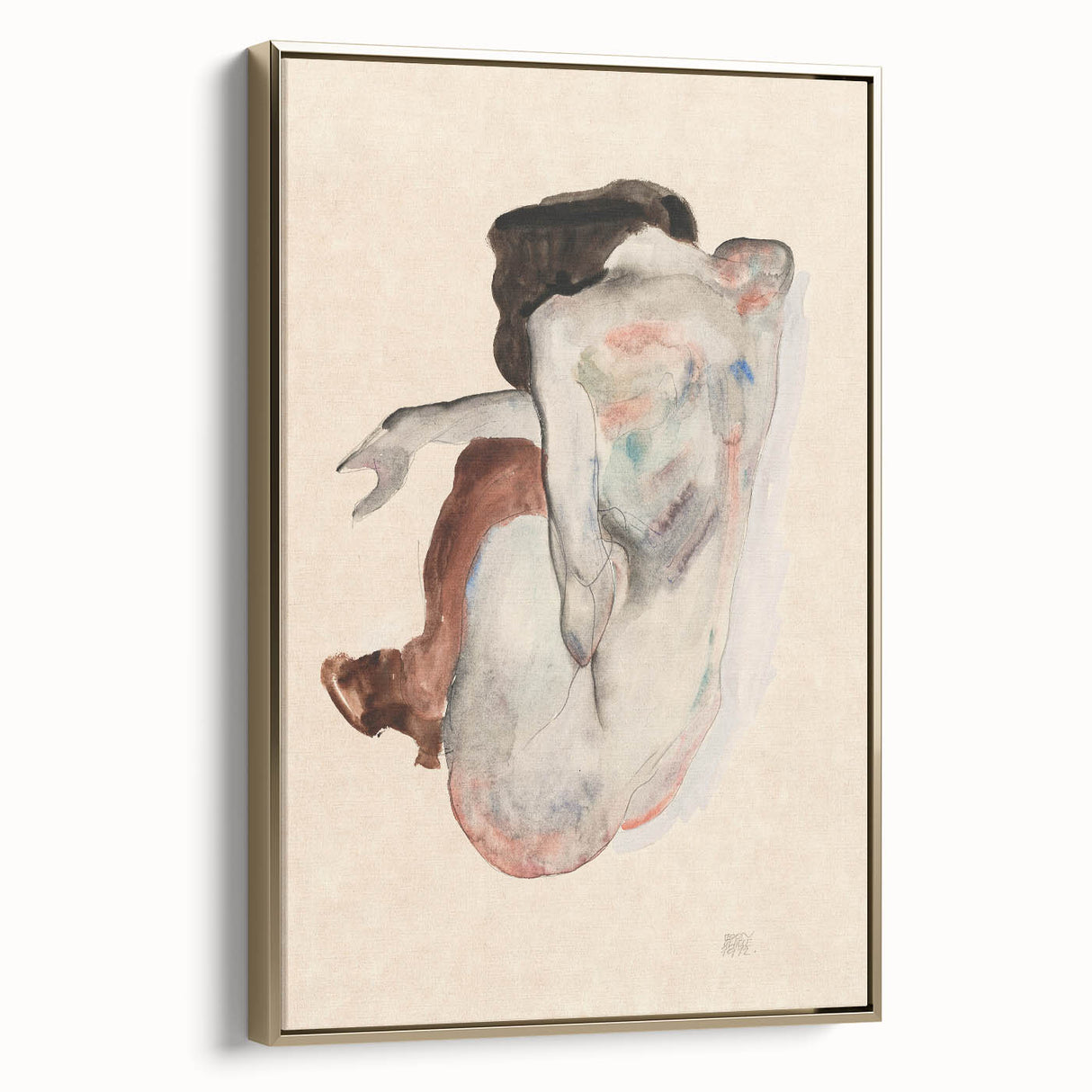 Elegant Art Deco Wall Art - Minimalist Nude Watercolor Illustration