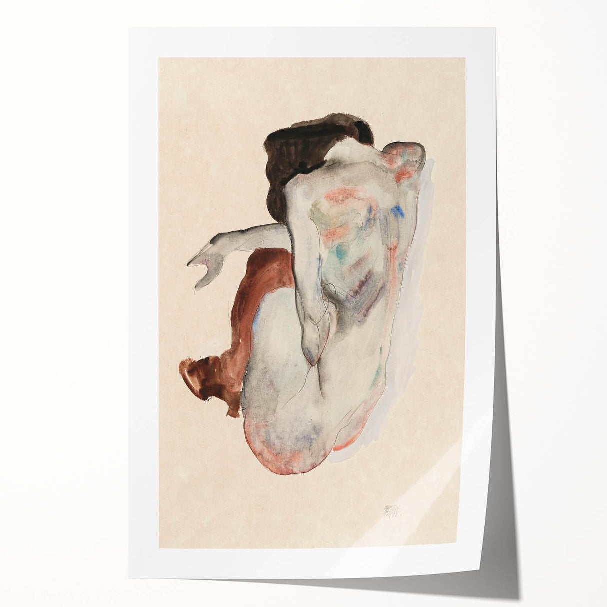 Elegant Art Deco Wall Art - Minimalist Nude Watercolor Illustration