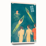 Expressionist Swimming Scene – Serene Boys Bathing Canvas Wall Art