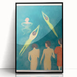 Expressionist Swimming Scene – Serene Boys Bathing Canvas Wall Art