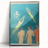 Expressionist Swimming Scene – Serene Boys Bathing Canvas Wall Art