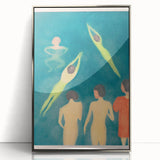 Expressionist Swimming Scene – Serene Boys Bathing Canvas Wall Art