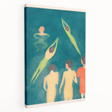 Expressionist Swimming Scene – Serene Boys Bathing Canvas Wall Art