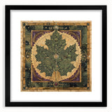 Framed wall art featuring an intricate design of flowers and botanical leaves, showcasing vibrant colors and a sleek black frame, ideal for modern home decor.