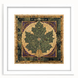 Framed wall art featuring a vibrant floral design with green leaves on a white background, presented in a sleek matte frame, perfect for home decor.