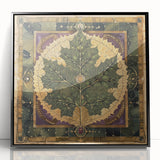 Framed acrylic wall art featuring a vibrant floral and botanical design with green leaves on a black background, ideal for modern home decor.