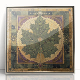 Framed wall art featuring a vibrant floral design with intricate leaves, set in a sleek silver frame, perfect for adding a touch of elegance to home decor.