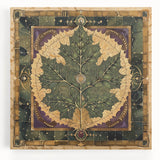 Stretched canvas wall art featuring a vibrant floral and botanical design with lush green leaves and colorful flowers, perfect for home decor or office spaces.