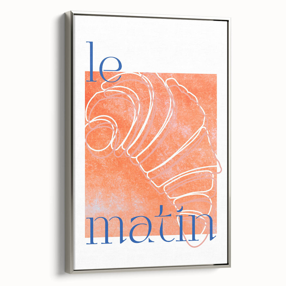 Framed canvas featuring a vintage poster of colorful landscape art with silver frame, ideal for dining room decor.