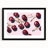 Extra large framed abstract art print featuring a textured depiction of colorful fruits, ideal for living room decor.