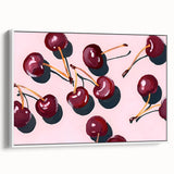 Vintage poster art featuring an array of colorful fruits on a large framed canvas, suitable for living room decor.