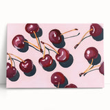 Large black and white stretched canvas featuring an assortment of fruits, ideal for kitchen wall art.