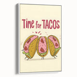 Extra large vintage poster art on framed canvas, featuring vibrant, colorful culinary motifs on a black background.